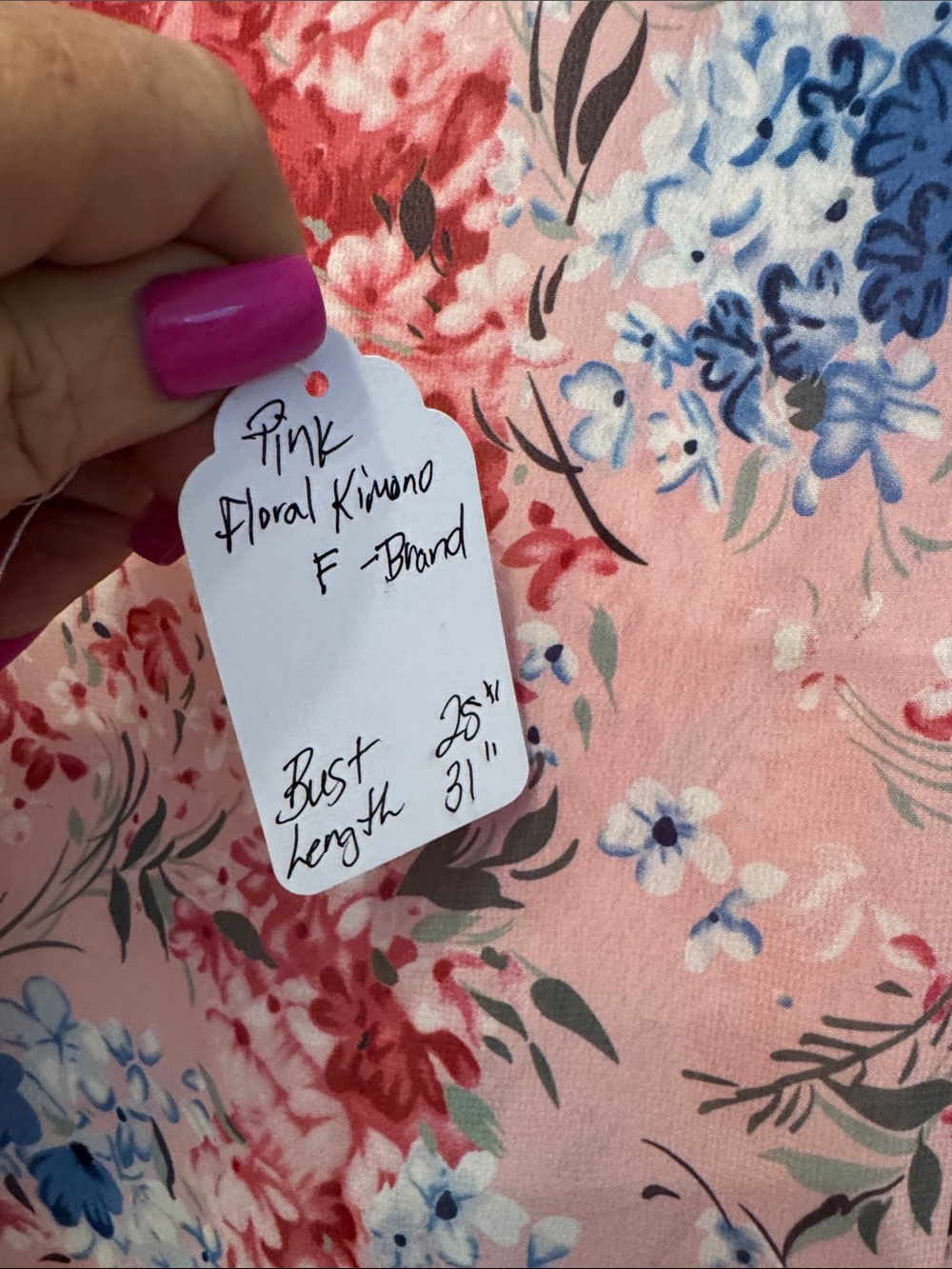 Pink Floral Open-Front Tunic Kimono Jacket - Picture 15 of 15